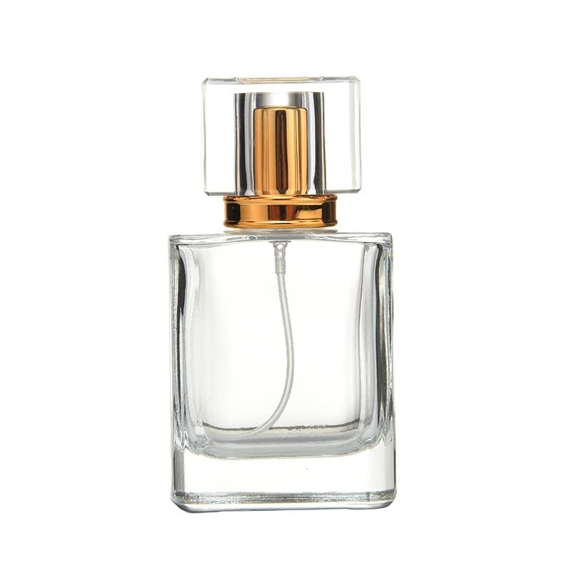 Enslz 50ml Refillable Glass Perfume Bottle - Gold Travel Atomizer with Funnels
