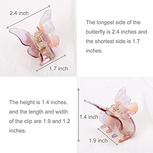 NAISIER Butterfly Hair Claw Clips - 2.3 Inch Tortoise Shell, 6 Pack