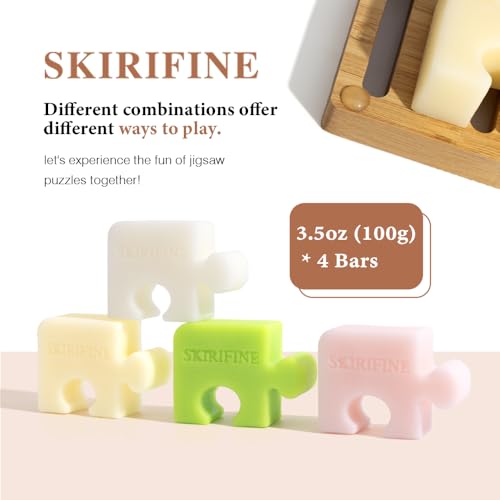 SKIRIFINE Vegan Puzzle Shampoo Bar Set - 4 Scented Solid Bars, 3.5 oz