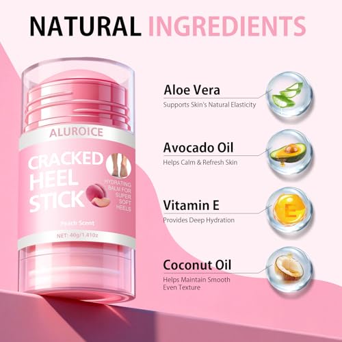 Aluroice Pink Silicone Moisturizing Socks with 60% Urea Foot Cream Set - Dry Heel Care