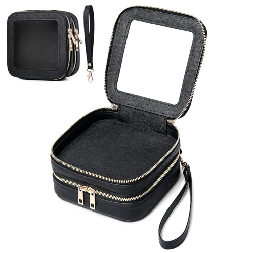 LOFOWN Mini Clear Makeup Pouch - 2-Layer Transparent Cosmetic Travel Bag