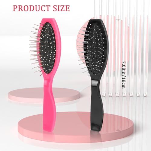 Mozeat 2-Pack Wig Brushes for Synthetic Hair - Black & Rose Red, Lightweight & Durable