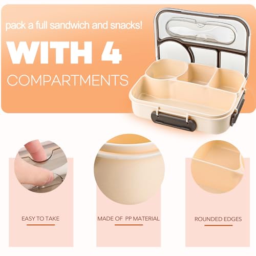YANLIFY Portable Bento Box for Adults - 4 Compartments, 1000ml, Leak-Proof, BPA-Free