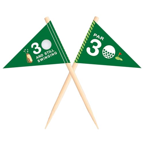 Golf Themed Toothpick Flags - 20 PCS Par 30 Birthday Picks