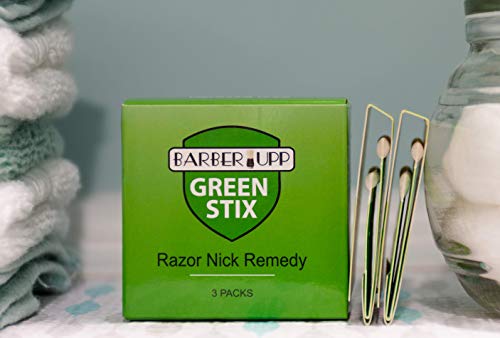 BARBERUPP Green Stix Styptic Sticks - 3 Pack for Razor Nicks Relief