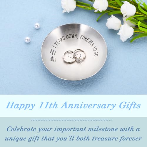 11th Anniversary Stainless Steel Ring Holder - Engraved Gift for Couples