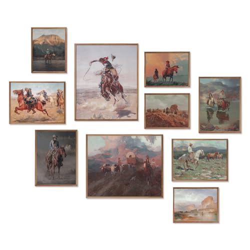Vintage Western Cowboy Wall Art Set - Rustic Canvas Prints