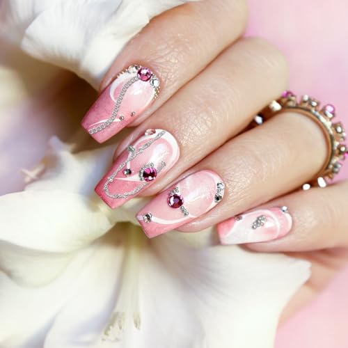8 Silver Metal Chain Nail Art Charms - 3D DIY Punk Jewelry