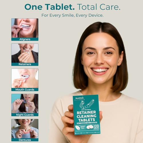 NuraClean Retainer Cleaner Tablets - 120 Count for Dentures & Mouthguards