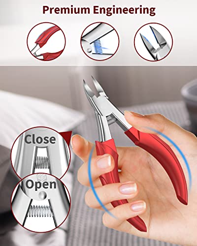 WONSIM Ingrown Toenail Clippers Set - 4Pcs Heavy Duty Stainless Steel Nail Tools for Seniors & Thick Toenails
