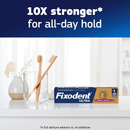 Fixodent Ultra Max Hold Denture Adhesive - 2.2 Oz (Pack of 2)