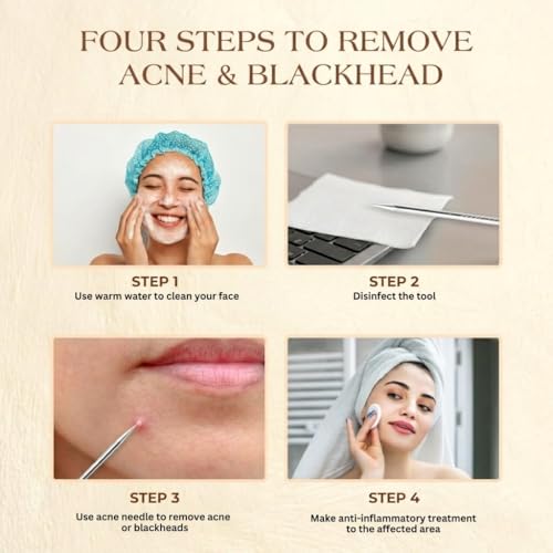 DERMATED Blackhead Remover Tool Set - 2 Pcs Dual-Ended Extractors