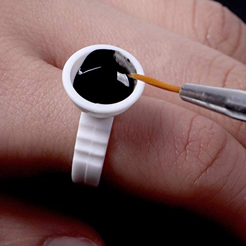 BTArtbox 300 Pcs Disposable Plastic Glue Rings for Nail & Lash Art