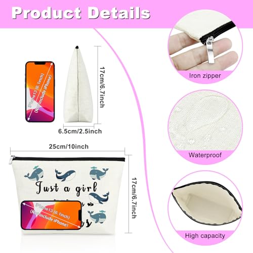 Mxrymvu Whale Makeup Bag - Ocean Animal Lover Gift for Women & Girls