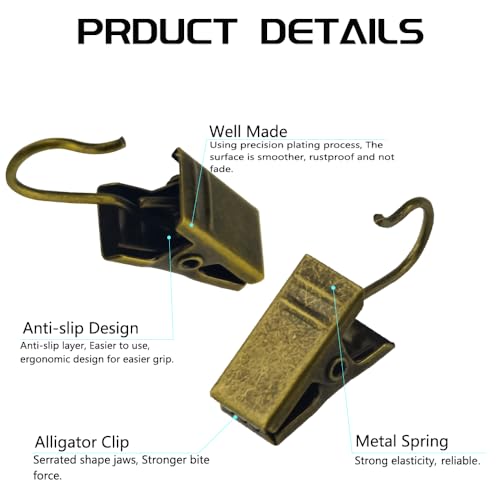 WMYCONGCONG 100 PCS Heavy-Duty Metal Hook Clips for Curtains
