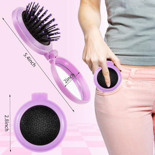 10-Piece Folding Pocket Hair Brush Set with Mirror, Travel Mini Comb
