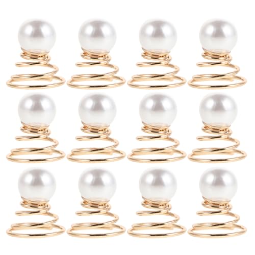 Luxshiny Pearl Spiral Hair Pins - 12 Gold Coil Hair Accessories for Women