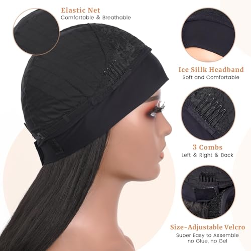 Wavy Headband Wig for Black Women, 22 Inch Synthetic Half Wig, Glueless & Natural-Looking