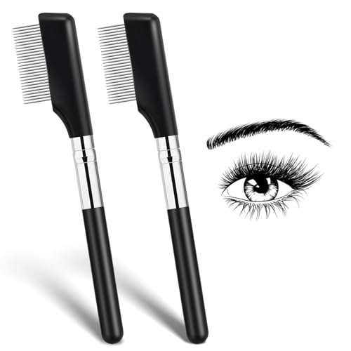2 Pack Metal Eyelash Comb & Eyebrow Brush - Stainless Steel