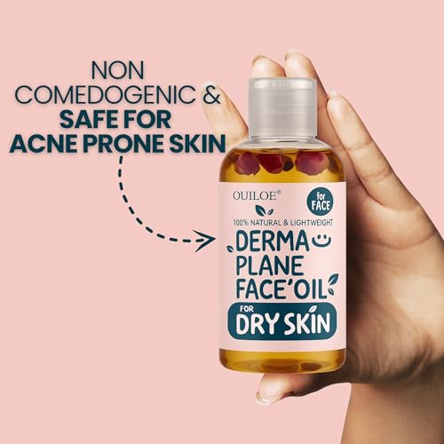 Dermaplaning Oil for Dry Skin - Hydrating Face Shaving Oil for Women - Safe for Acne Prone Skin - Non Comedogenic, Fragrance Free, Natural and Hypoallergenic for Pre & Post Dermaplaning 4oz by Ouiloe