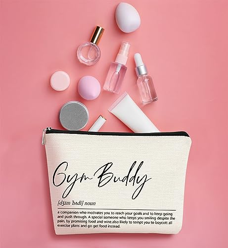 Beige Gym Buddy Small Makeup Bag - Gift for Women, 7.5x10 inches