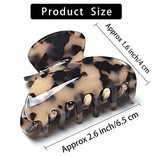 Medium Tortoise Claw Hair Clips for Women - 3 Pack with Leopard Print