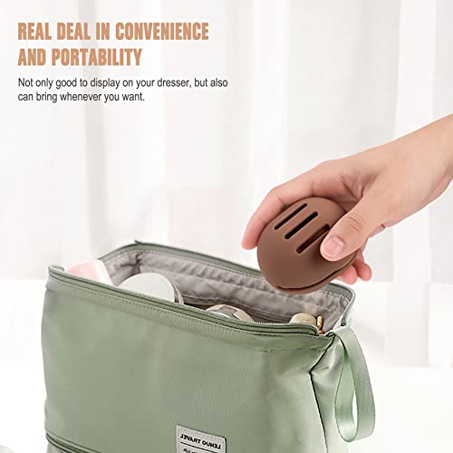 FERYES Brown Silicone Makeup Sponge Holder with Sponge - Travel Dry & Wet Case