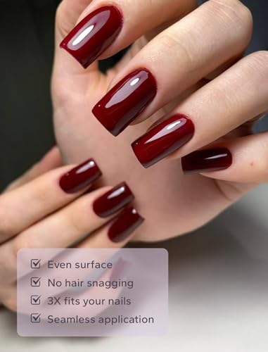 Nelaoco True Crimson Red Nail Polish Strips 32PCS Salon-Quality Gel Wraps, Long-Lasting & Waterproof