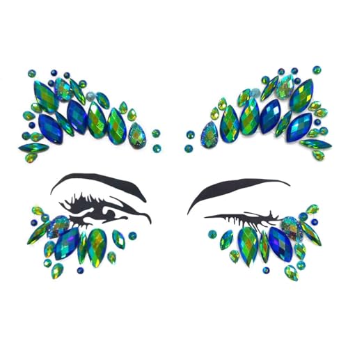 Topaz Green Festival Face Gems - Self-Adhesive Emerald Body Jewels