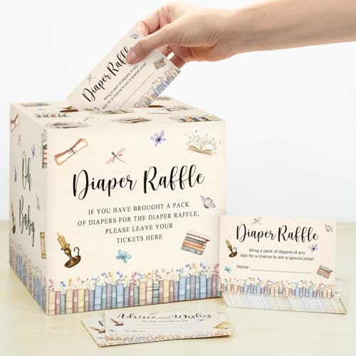 Storybook Baby Shower Diaper Raffle Box with 50 Tickets