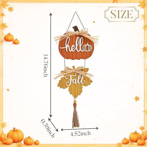 Rustic Fall Wreath with Pumpkin & Maple Leaf – 15 Inch