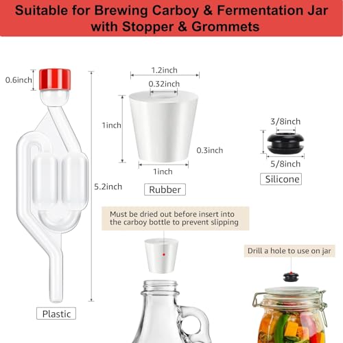 6 Pack Twin Bubble Airlocks for Homebrewing & Fermentation