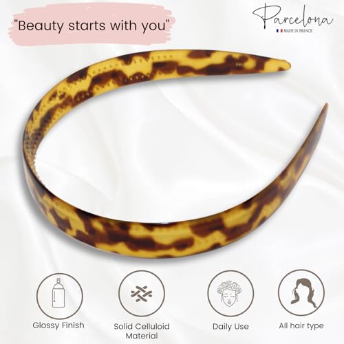 Parcelona French 3/4 Inch Cellulose Acetate Headband for Women Hair Accessories