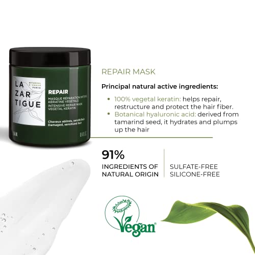 Lazartigue Repair Hair Mask - Vegan Keratin Treatment for Damaged Hair