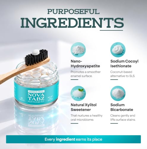 Novatabz 62 Count Fluoride-Free Toothpaste Tablets with Nano Hydroxyapatite