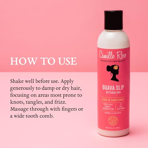 Camille Rose Guava Slip Detangling Leave In Conditioner, with Guava, Kakadu Plum and Aloe Leaf Juice to Detangle and Soften, for All Hair Textures, 8 fl oz