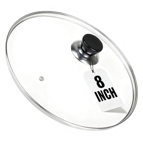 8-Inch Tempered Glass Pan Lid with Heat-Resistant Handle