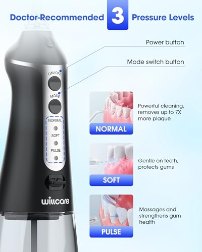 HOHOO Portable Water Flosser with 300ML Tank, 4 Modes, IPX7 Waterproof Rechargeable Oral Irrigator for Deep Cleaning