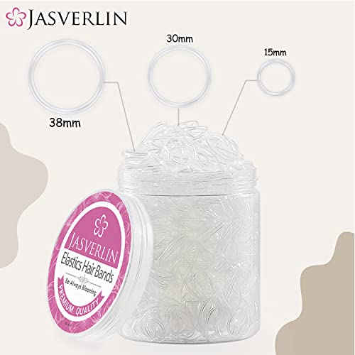 Clear Hair Elastics 2000 Pcs - Small, Medium, Large TPU Rubber Bands