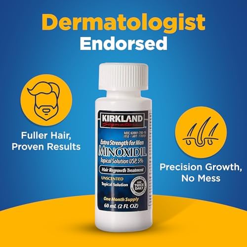 Kirkland Minoxidil 5% Hair Regrowth Solution for Men, 1-Month Supply