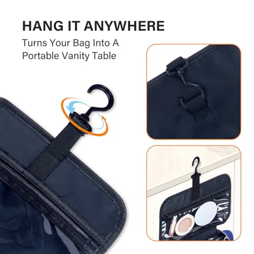 Blue Hanging Toiletry Bag for Women | Multi-Compartment Travel Organizer