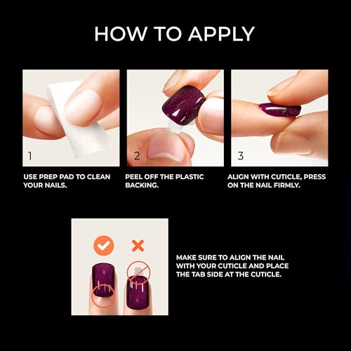 imPRESS No Glue Press On Nails - Color FX 'Late Night', Pink, Short Squoval, 30 Nails Kit