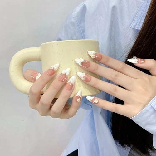 Yacey Handmade Press On Nails - Luxury Glossy 3D Sakura M - 10PCS