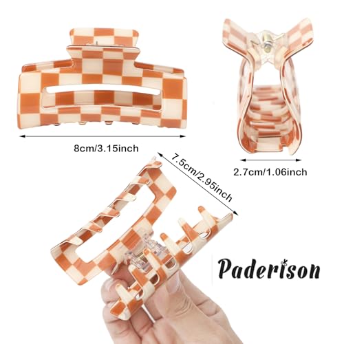 Multicolored Checkered Hair Claw Clips - 6 Pcs Strong Hold Accessories