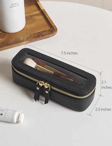 Popvibe Slim Makeup Brush Travel Case - Clear Black Cosmetic Bag