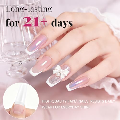 Krofaue 500PCS French Half Cover Nail Tips - Soft Gel Acrylic