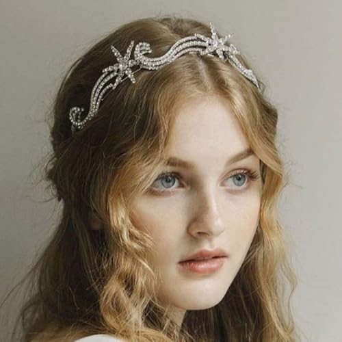 Silver Star Headband for Women - Rhinestone Hair Accessory for Weddings & Parties