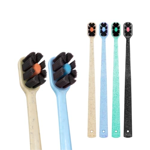 Lindo EcoCare Blue Charcoal Toothbrush Pack of 4 - Soft Bristles for Sensitive Gums