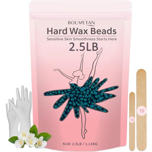 Bouvetan Hard Wax Beads, 2.5 lb Brazilian Wax for Sensitive Skin