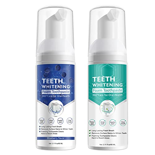 Whitening Foam Toothpaste - 2PCS Blueberry & Mint Formula for Deep Cleaning